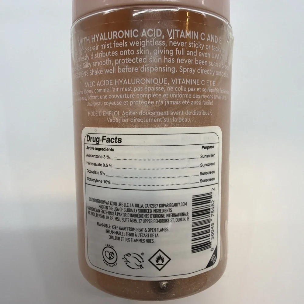 Kopari Rose Gold Sunglaze Sheer Body Mist Sunscreen SPF 42 New Sealed 4.7oz